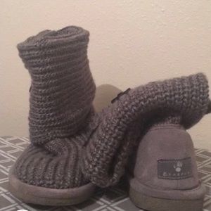 Bear Paw Gray Knit Boots